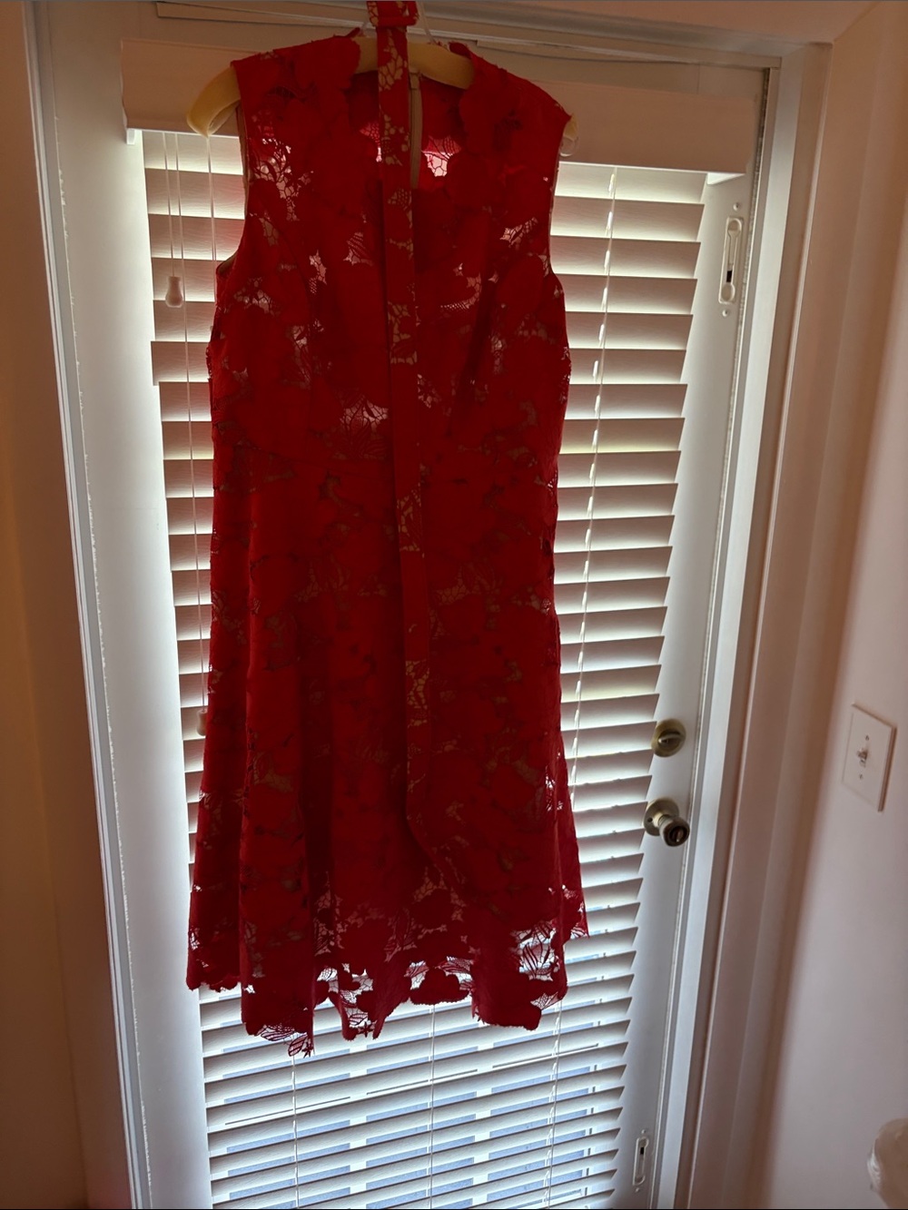 Oscar de la Renta Red Lace Midi Dress